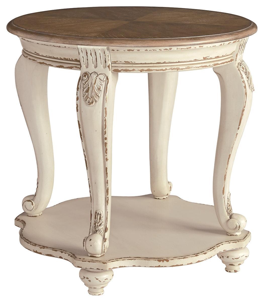 Realyn White/Brown End Table - Ella Furniture