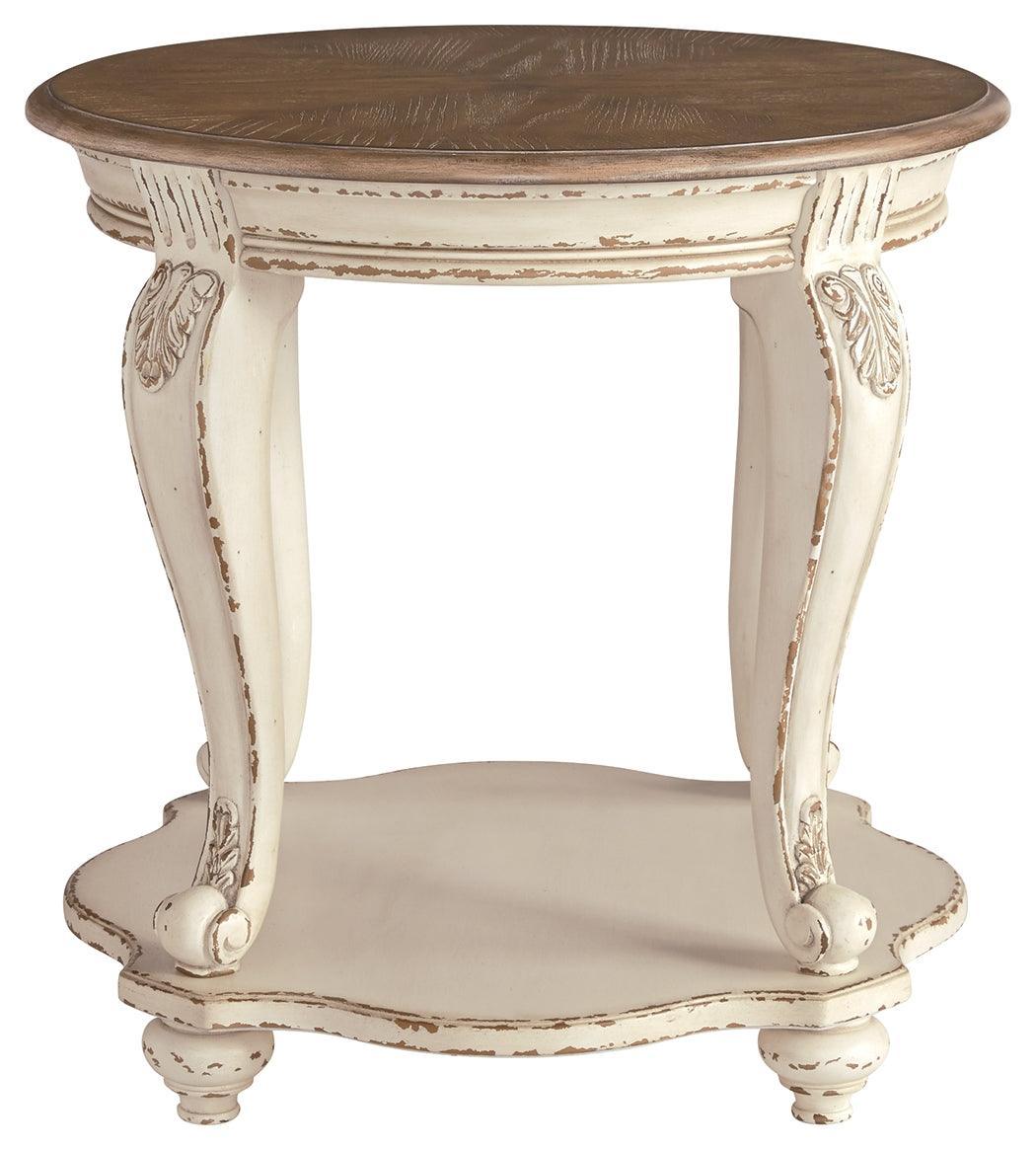 Realyn White/Brown End Table - Ella Furniture