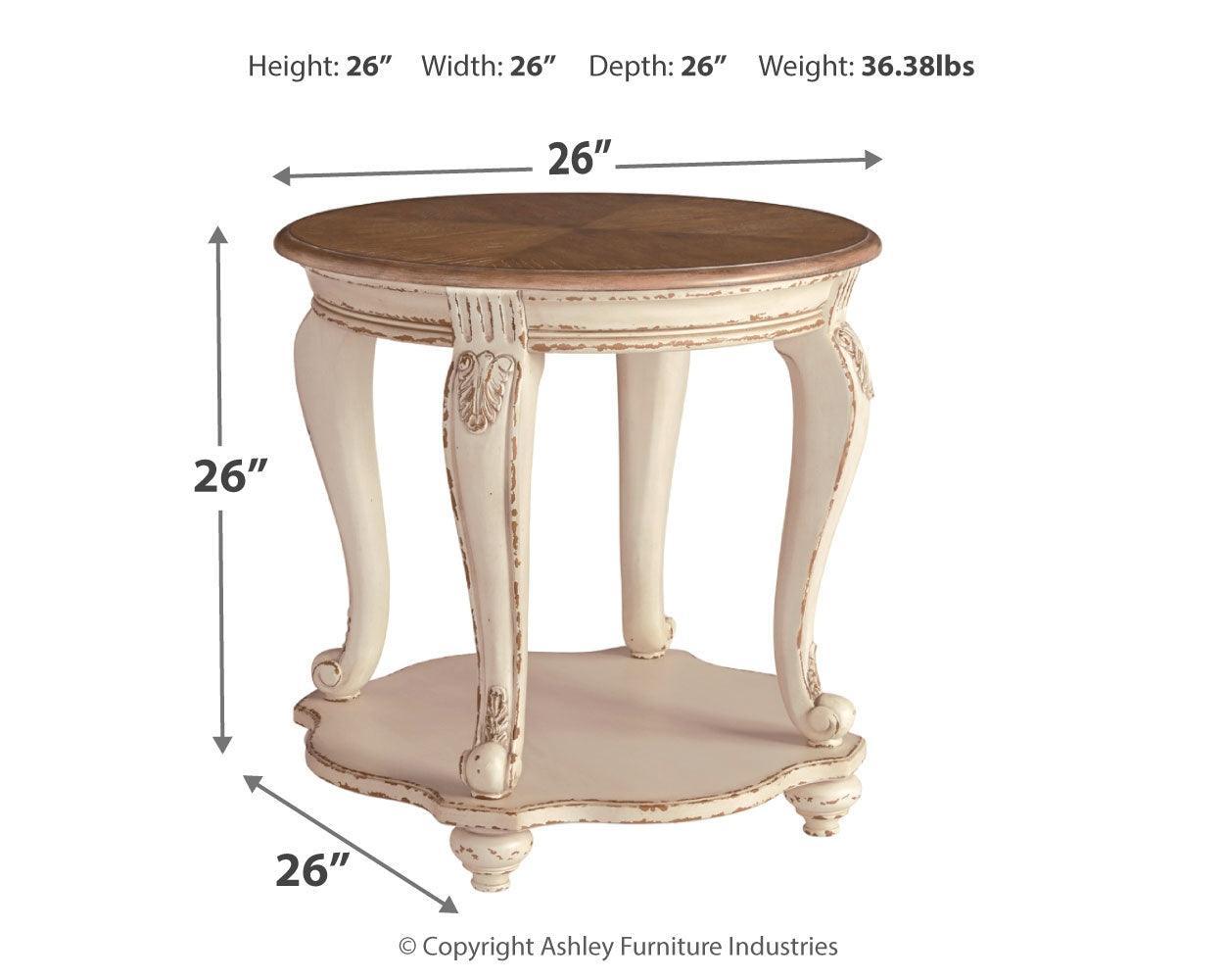 Realyn White/Brown End Table - Ella Furniture