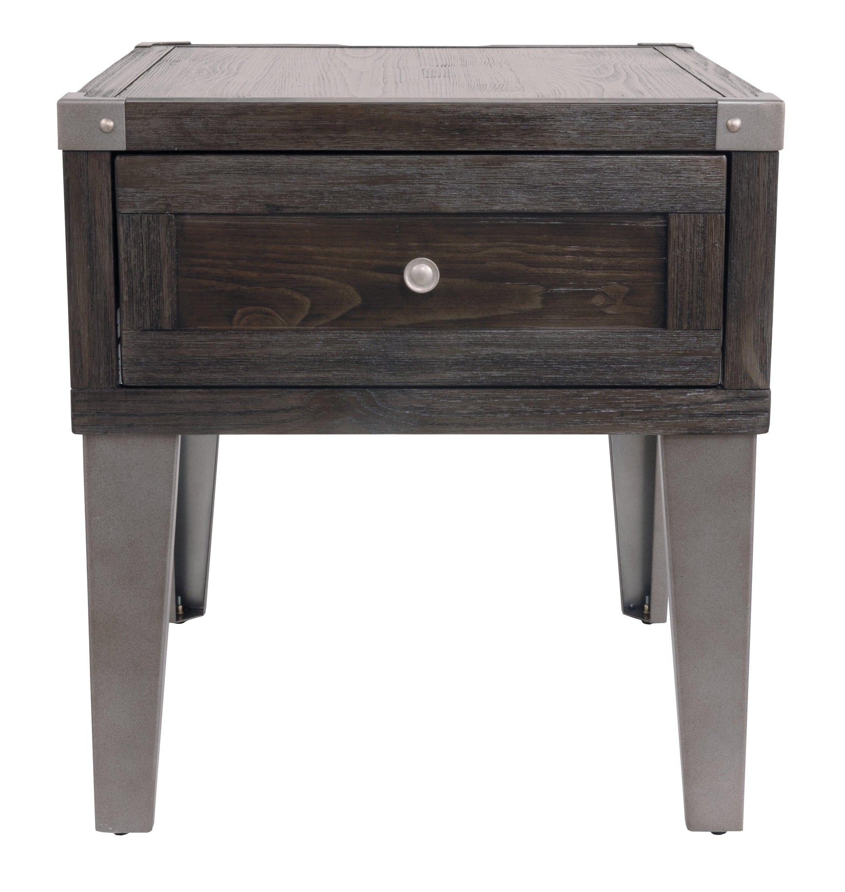 Todoe Dark Gray End Table With Usb Ports & Outlets - Ella Furniture