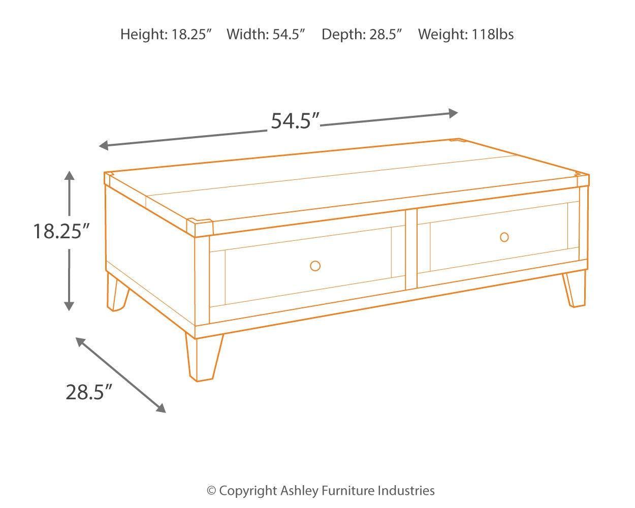 Todoe Dark Gray Coffee Table With Lift Top - Ella Furniture