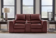 Alessandro Garnet Power Reclining Loveseat With Console - Ella Furniture