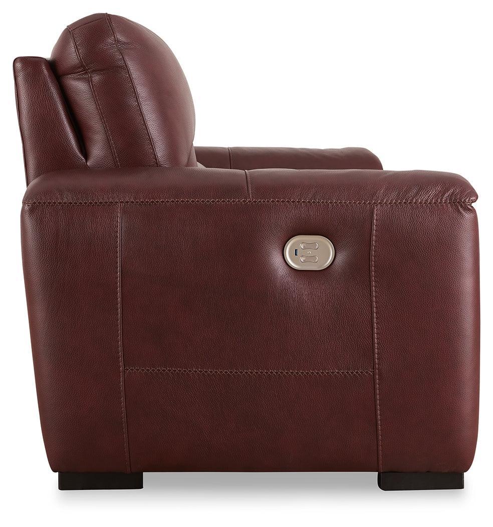 Alessandro Garnet Power Reclining Loveseat With Console - Ella Furniture