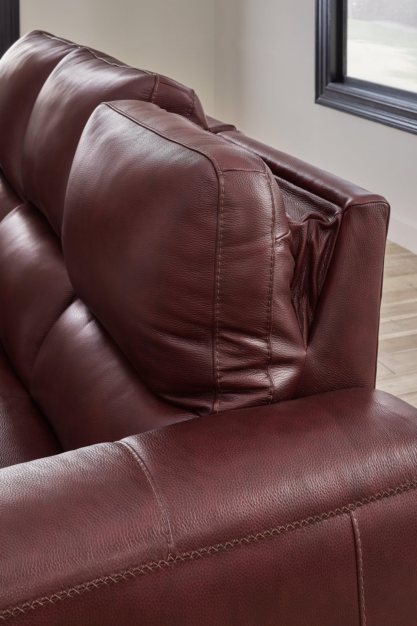 Alessandro Garnet Power Reclining Sofa - Ella Furniture