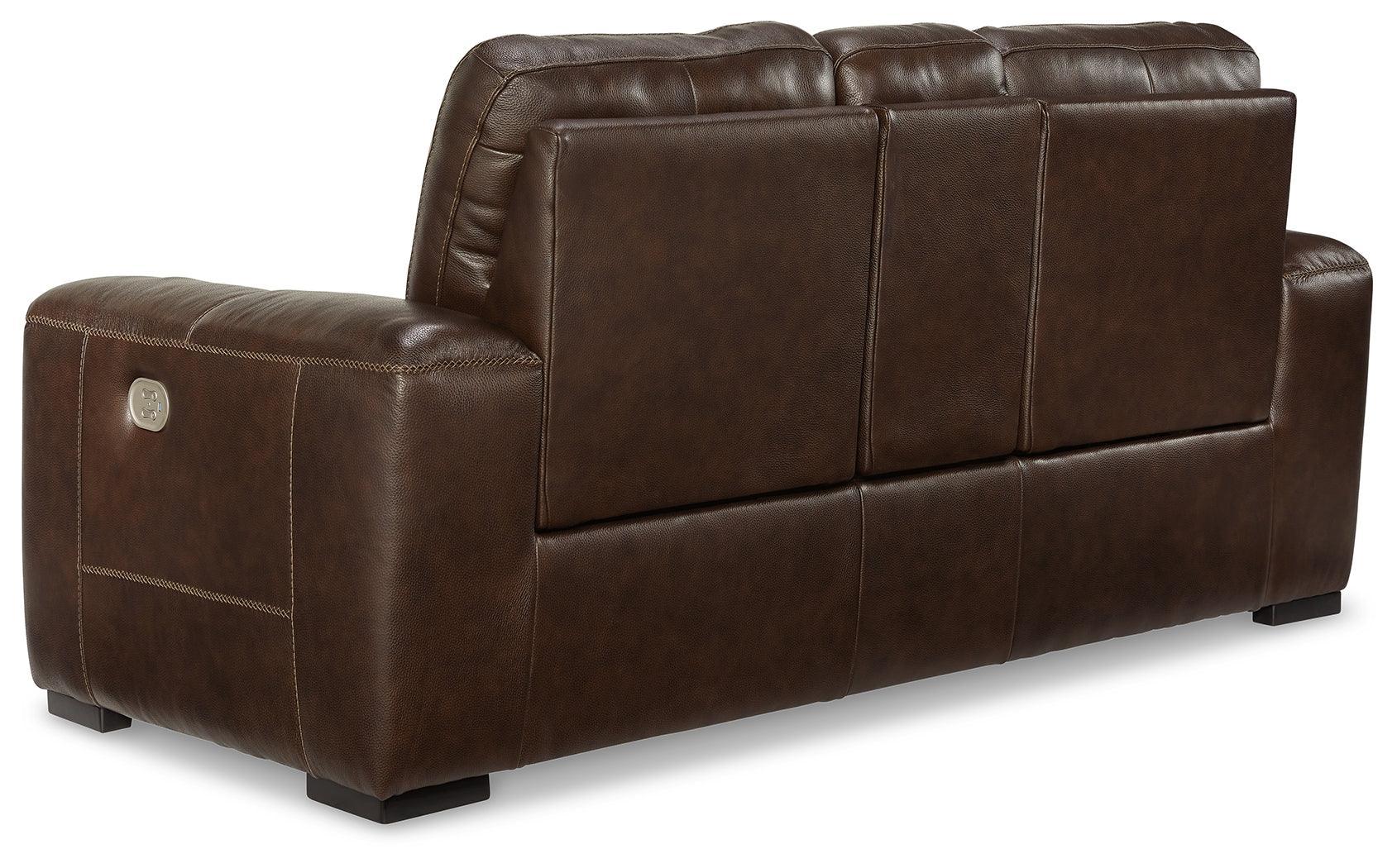 Alessandro Walnut Power Reclining Loveseat With Console - Ella Furniture