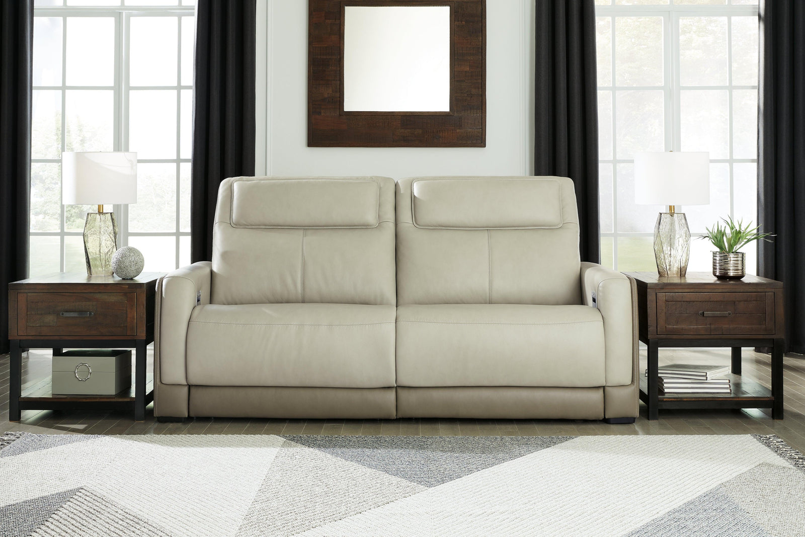 Battleville Almond Power Reclining Sofa - Ella Furniture