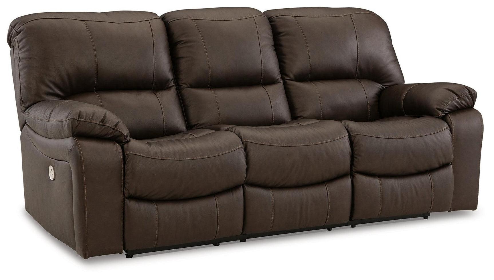 Leesworth Dark Brown Leather Power Reclining Sofa - Ella Furniture