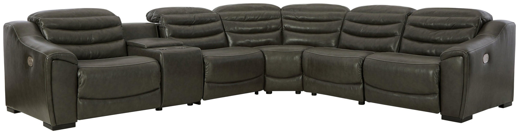 Center Line Dark Gray 6-Piece Power Reclining Sectional - Ella Furniture