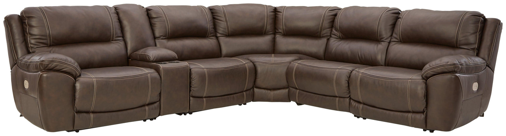 Dunleith Chocolate 6-Piece Power Reclining Sectional - Ella Furniture