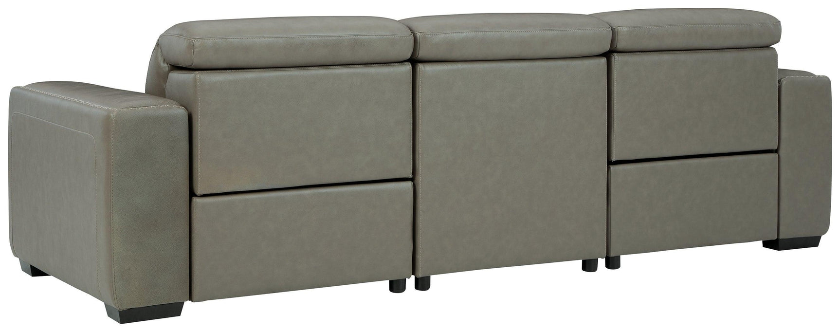 Correze Gray Leather 3-Piece Power Reclining Sectional - Ella Furniture