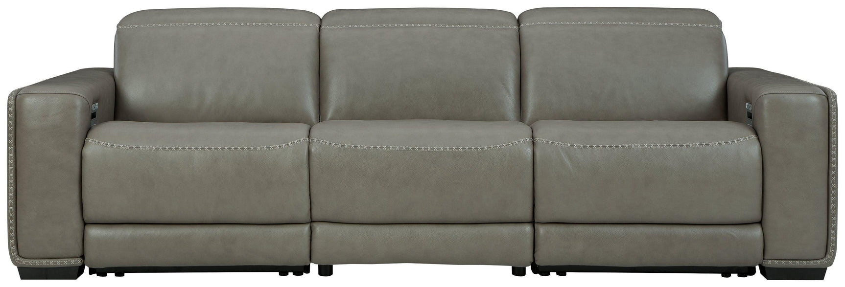 Correze Gray Leather 3-Piece Power Reclining Sectional - Ella Furniture