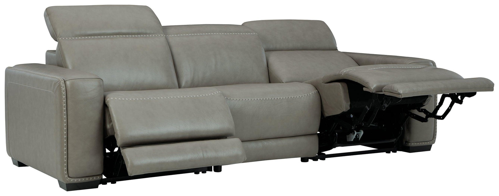 Correze Gray Leather 3-Piece Power Reclining Sectional - Ella Furniture
