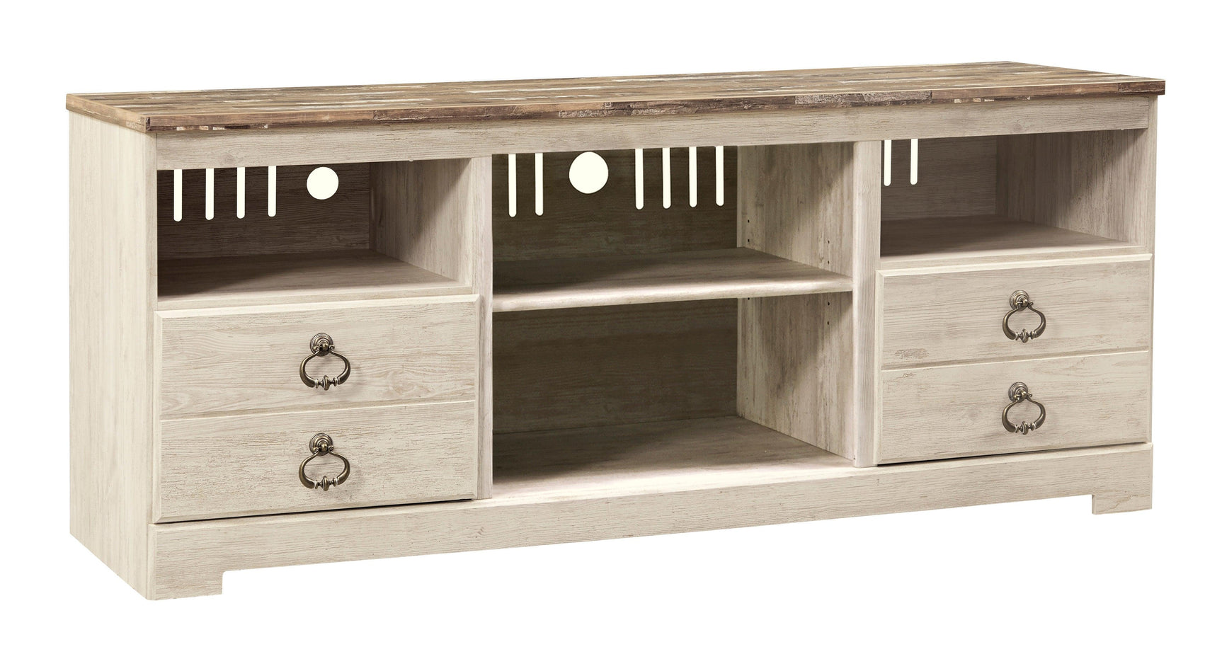 Willowton Whitewash 4-Piece Entertainment Center - Ella Furniture