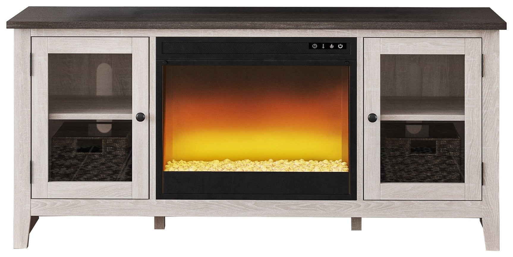 Dorrinson Two-tone 60" Tv Stand With Electric Fireplace - Ella Furniture