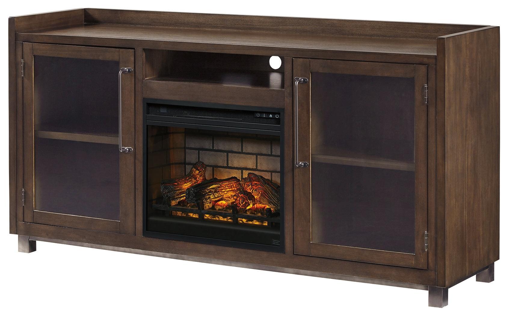 Starmore Brown/gunmetal 3-Piece Wall Unit With Electric Fireplace - Ella Furniture