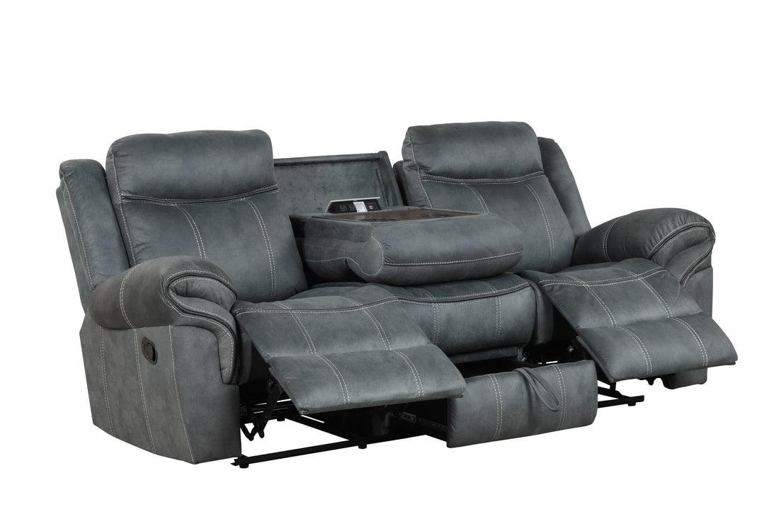 Andres Grey Modern Sleek Faux Leather Upholstered 3Pc Reclining Living Room Set - Ella Furniture