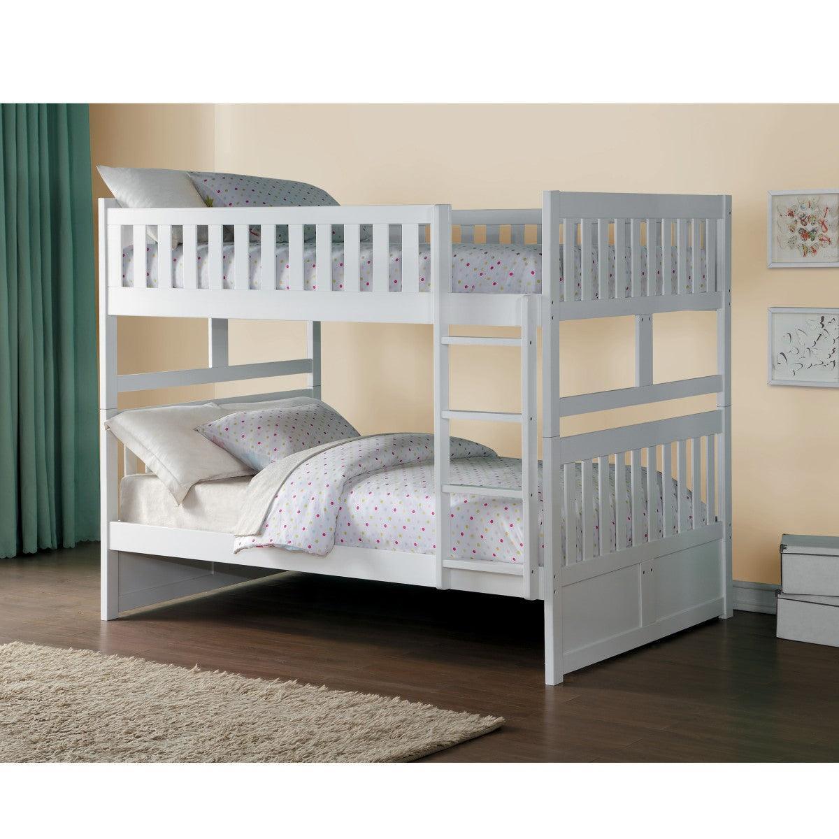 Galen White Modern Transitional Wood And Engineered Wood Full/full Bunk Bed - Ella Furniture