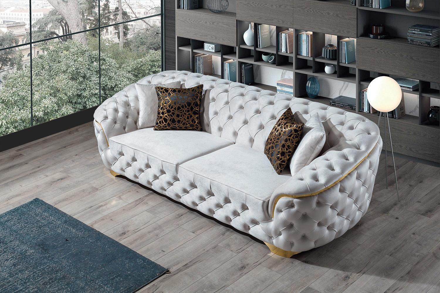 Scarlett Ivory Velvet Sofa & Loveseat - Ella Furniture