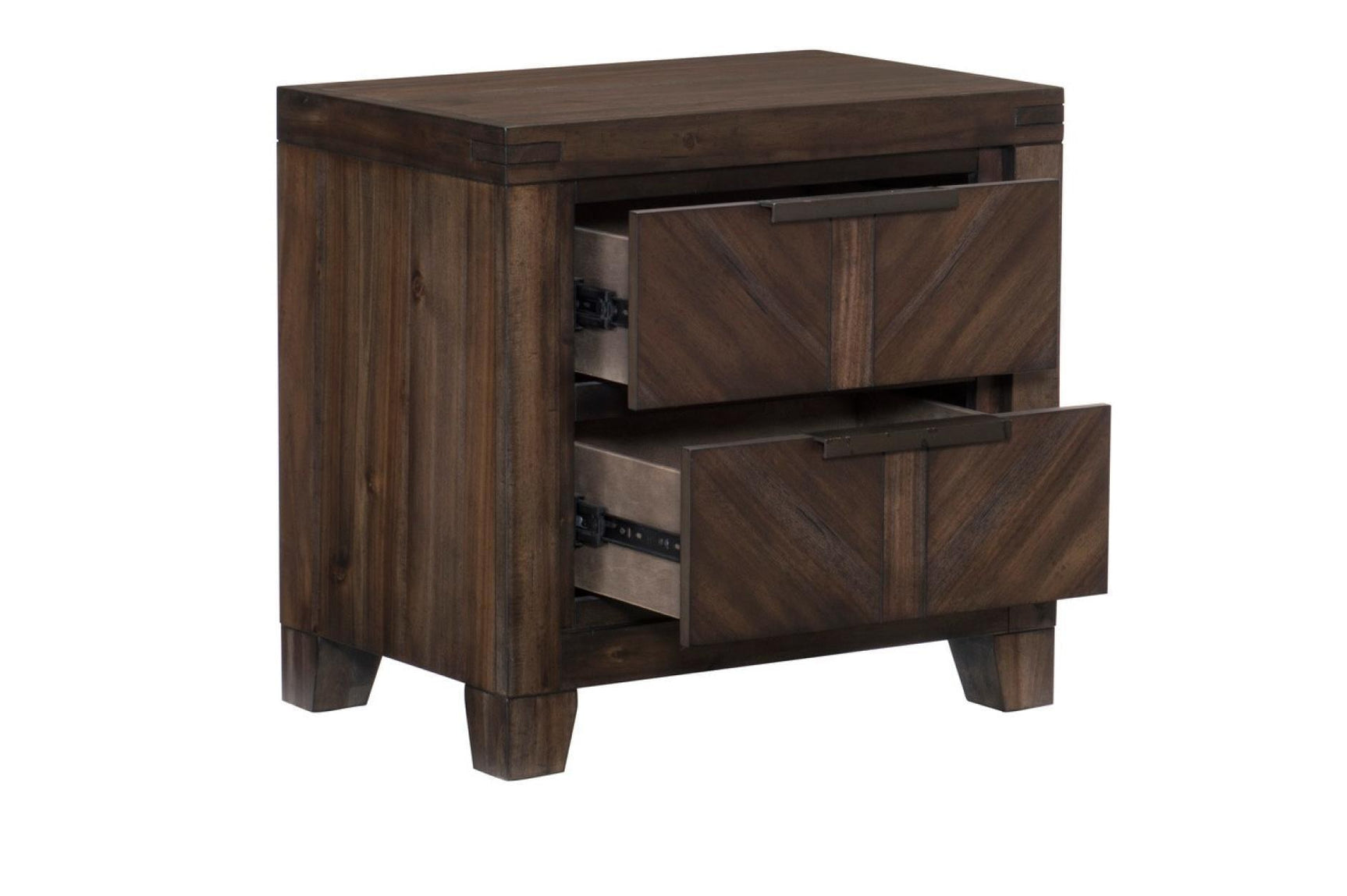 Parnell Rustic Cherry Modern Contemporary Solid Wood Acacia Veneer Panel Bedroom Set - Ella Furniture