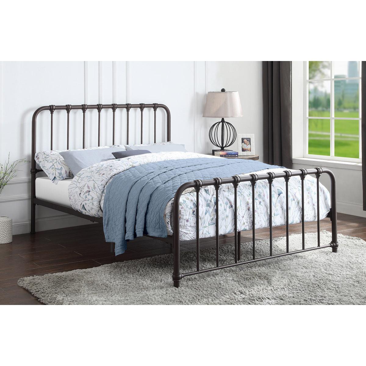 Bethany Dark Bronze Modern Contemporary Traditional Metal Frame Full Platform Bed Ships In One Box - Ella Furniture