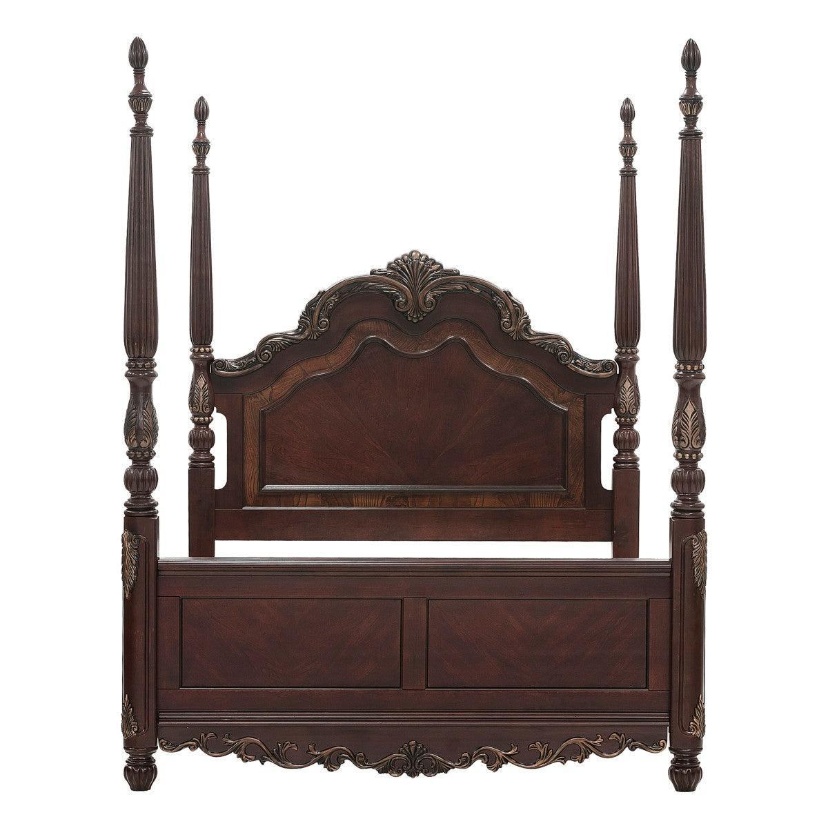Deryn Park Cherry Traditional Cherry And Walnut Veneer Wood And Engineered Wood King Poster Bed - Ella Furniture