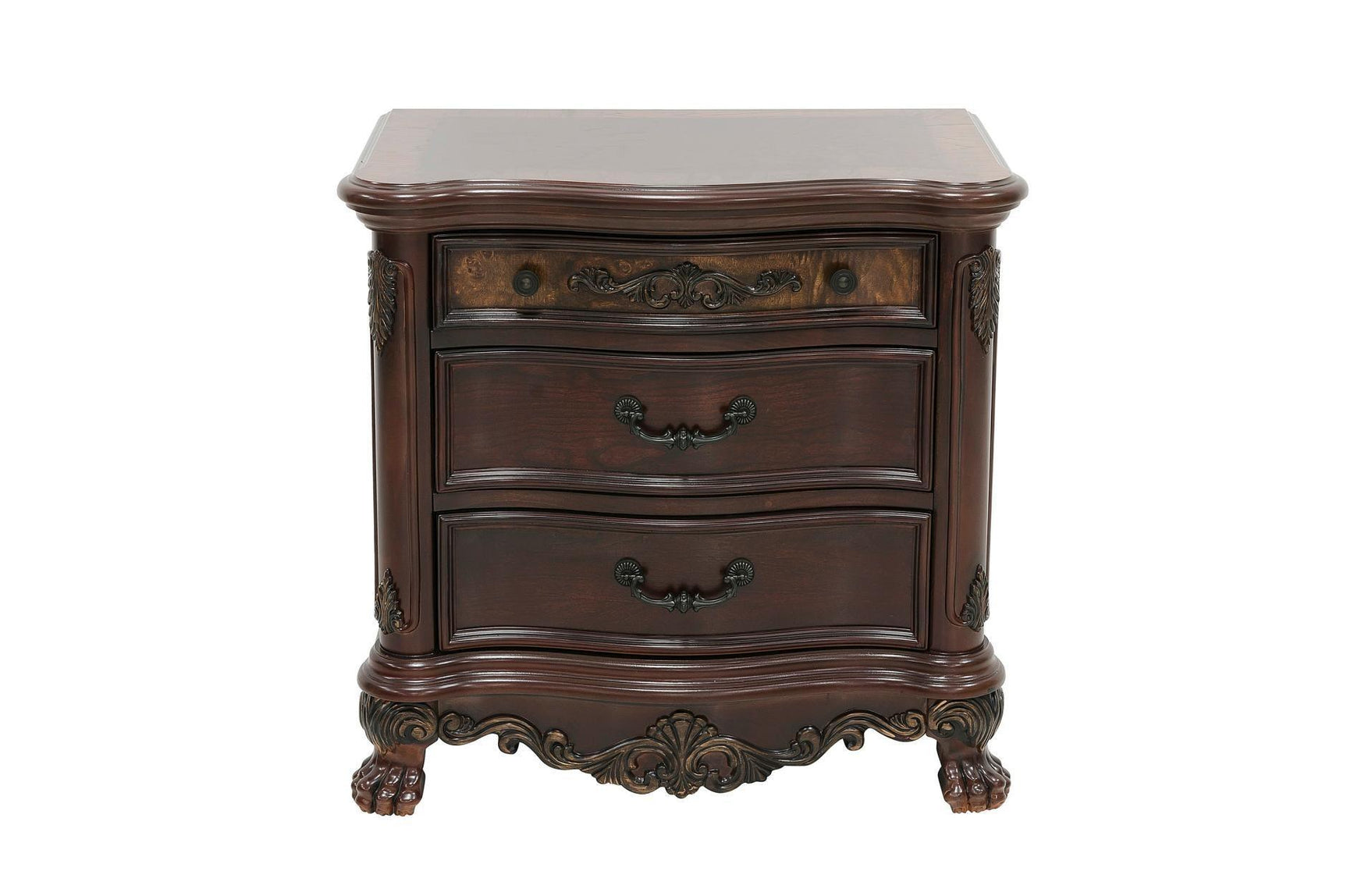 Deryn Park Cherry Modern Sleek Traditional Solid Hardwood Sleigh Bedroom Set - Ella Furniture