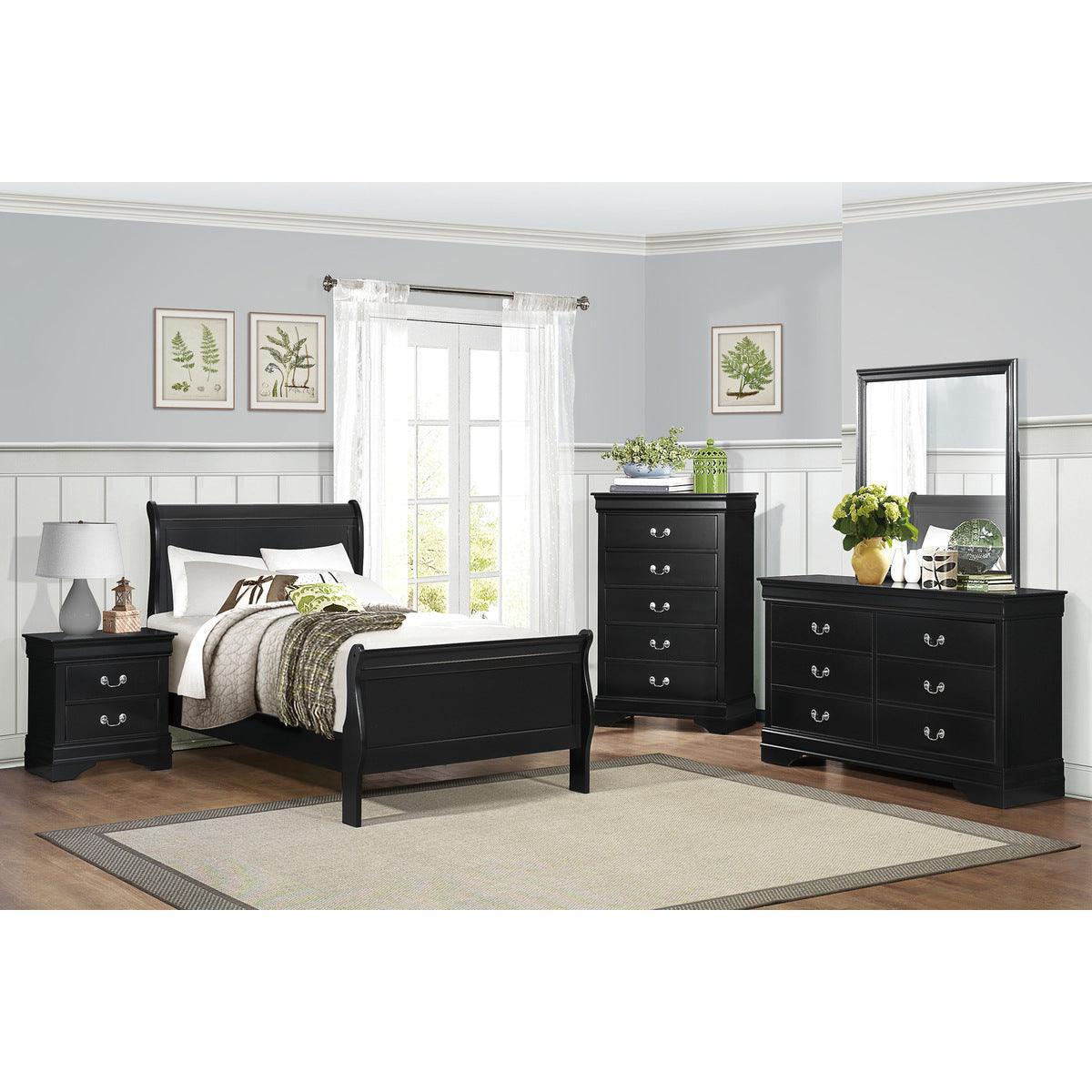 Mayville Black Modern Contemporary Traditional Sleek Wood And Engineered Wood Twin Bed - Ella Furniture