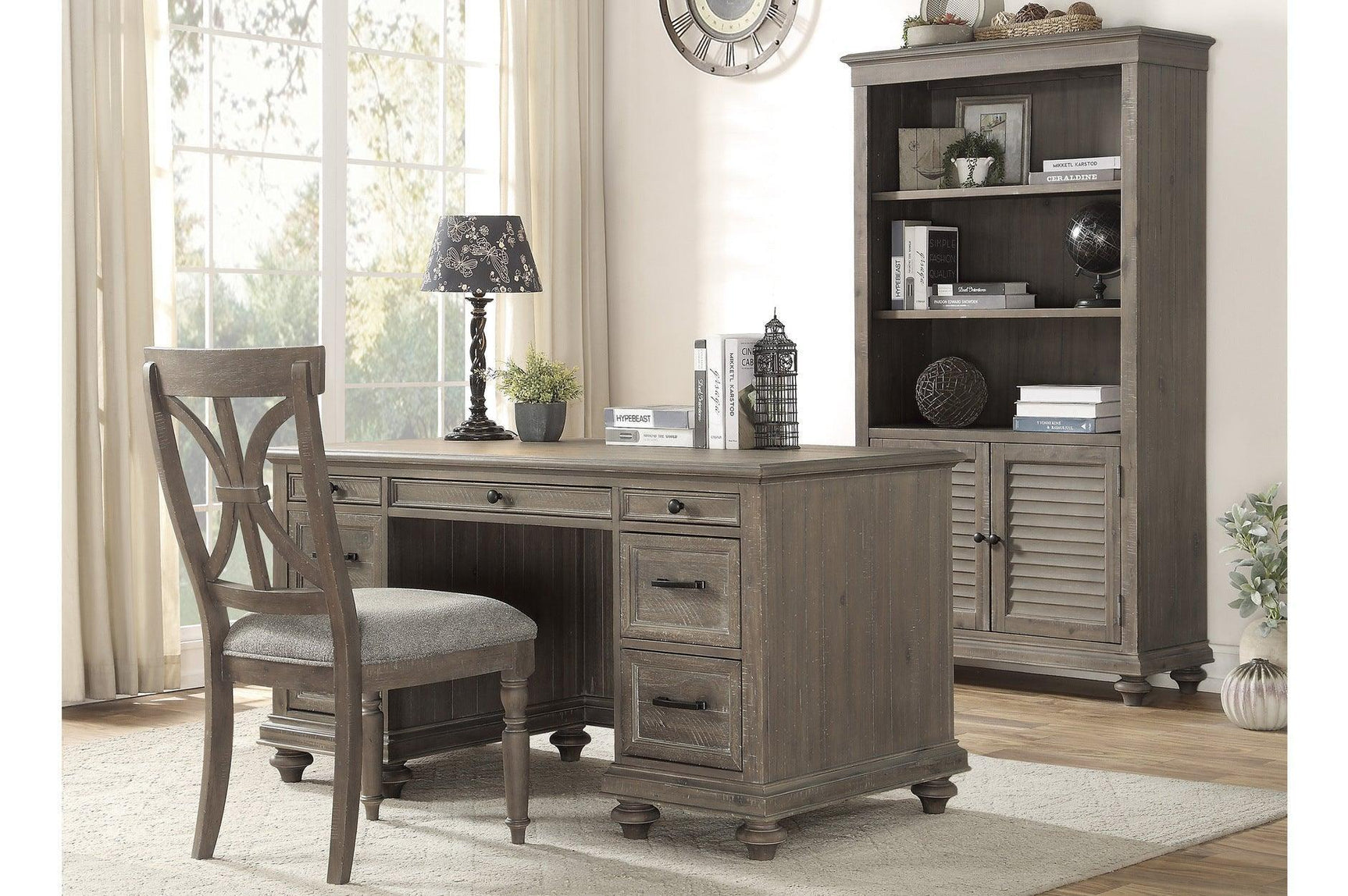 Cardano Light Brown Modern Traditional Transitional Acacia Solids And Veneers Executive Desk - Ella Furniture