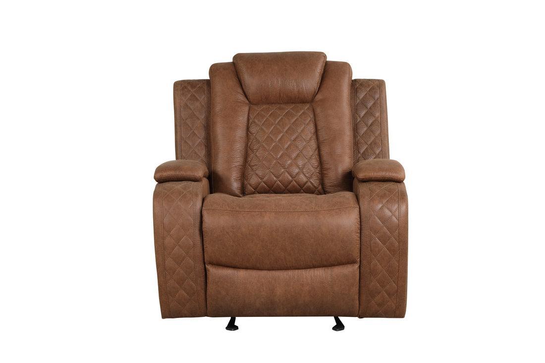 Luz Tan Modern Sleek Contemporary Faux Leather Polyester 3Pc Reclining Set - Ella Furniture