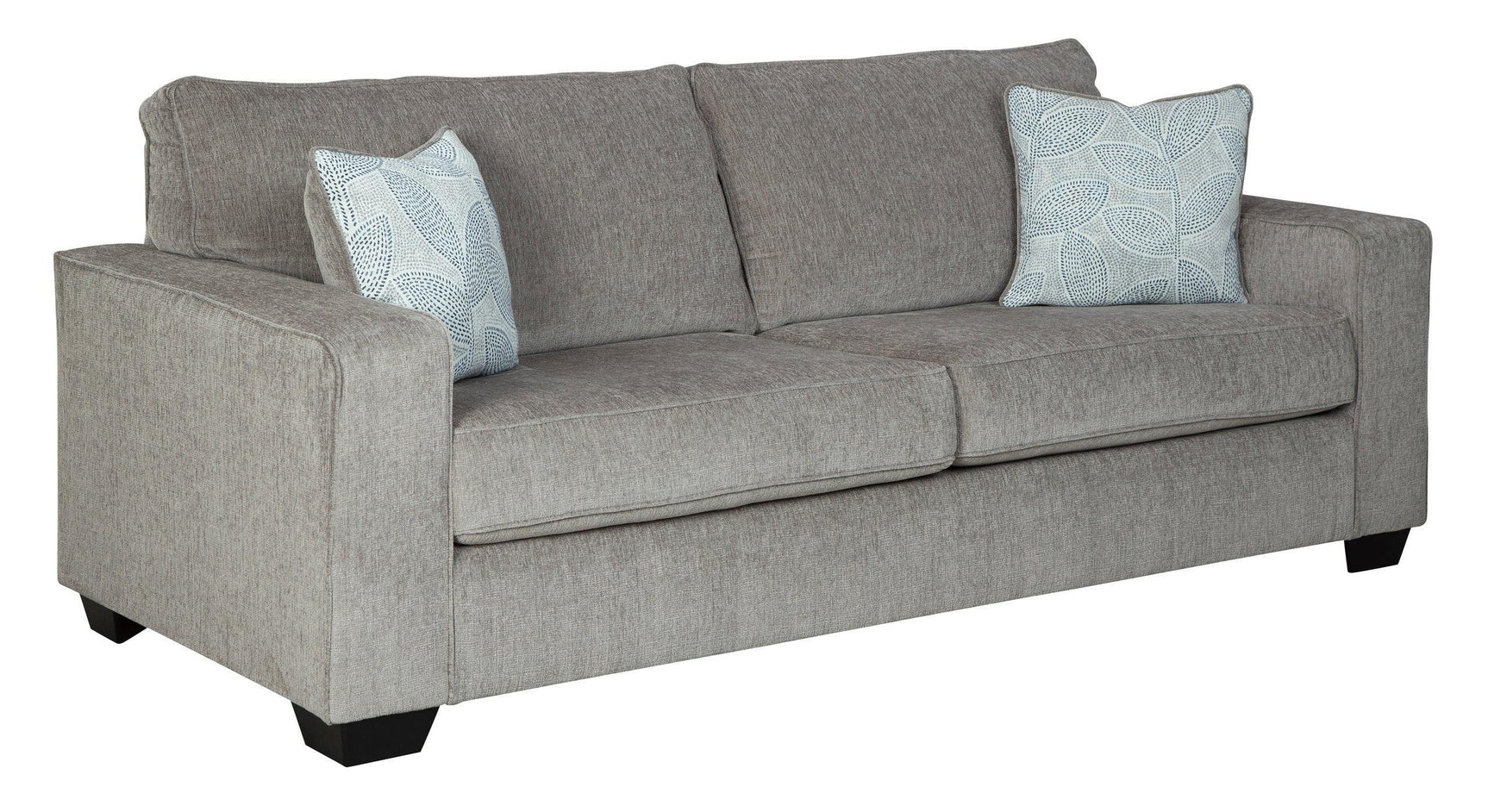 Ashley Altari Alloy Gray Modern Sleek Contemporary Fabric Polyester Upholstered Sofa & Loveseat Set - Ella Furniture