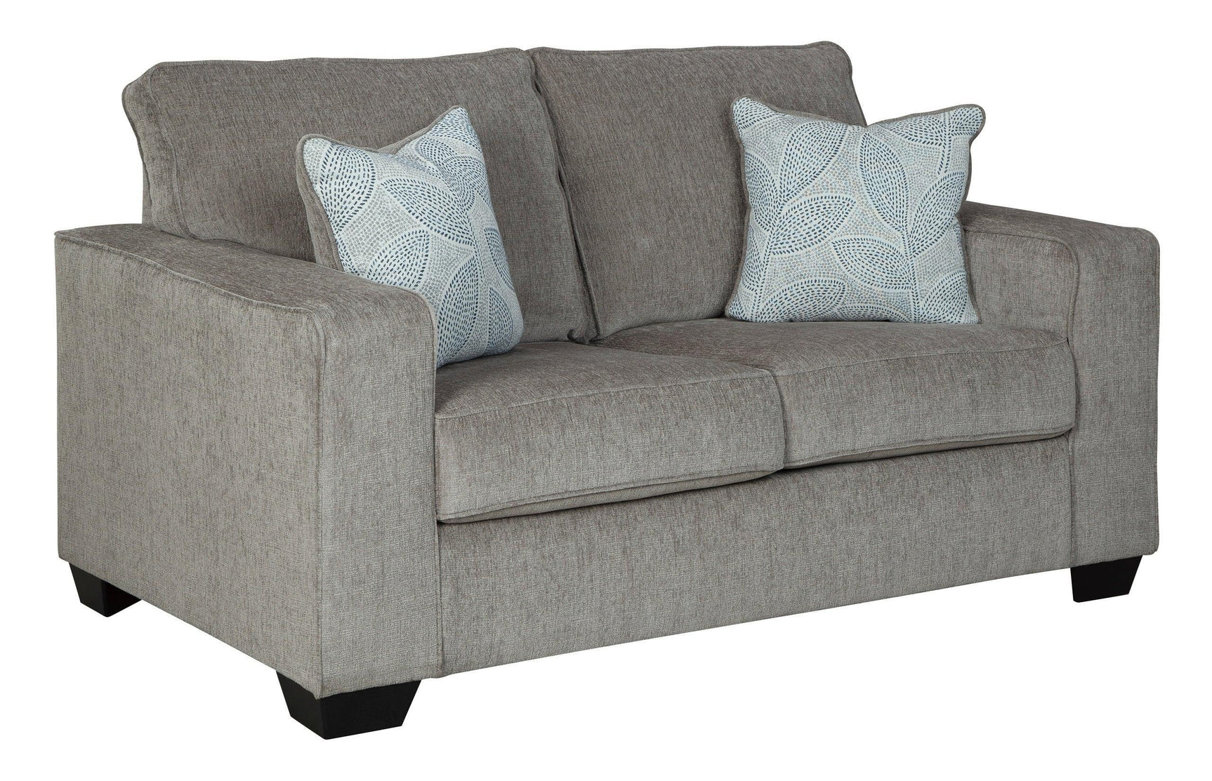 Ashley Altari Alloy Gray Modern Sleek Contemporary Fabric Polyester Upholstered Sofa & Loveseat Set - Ella Furniture