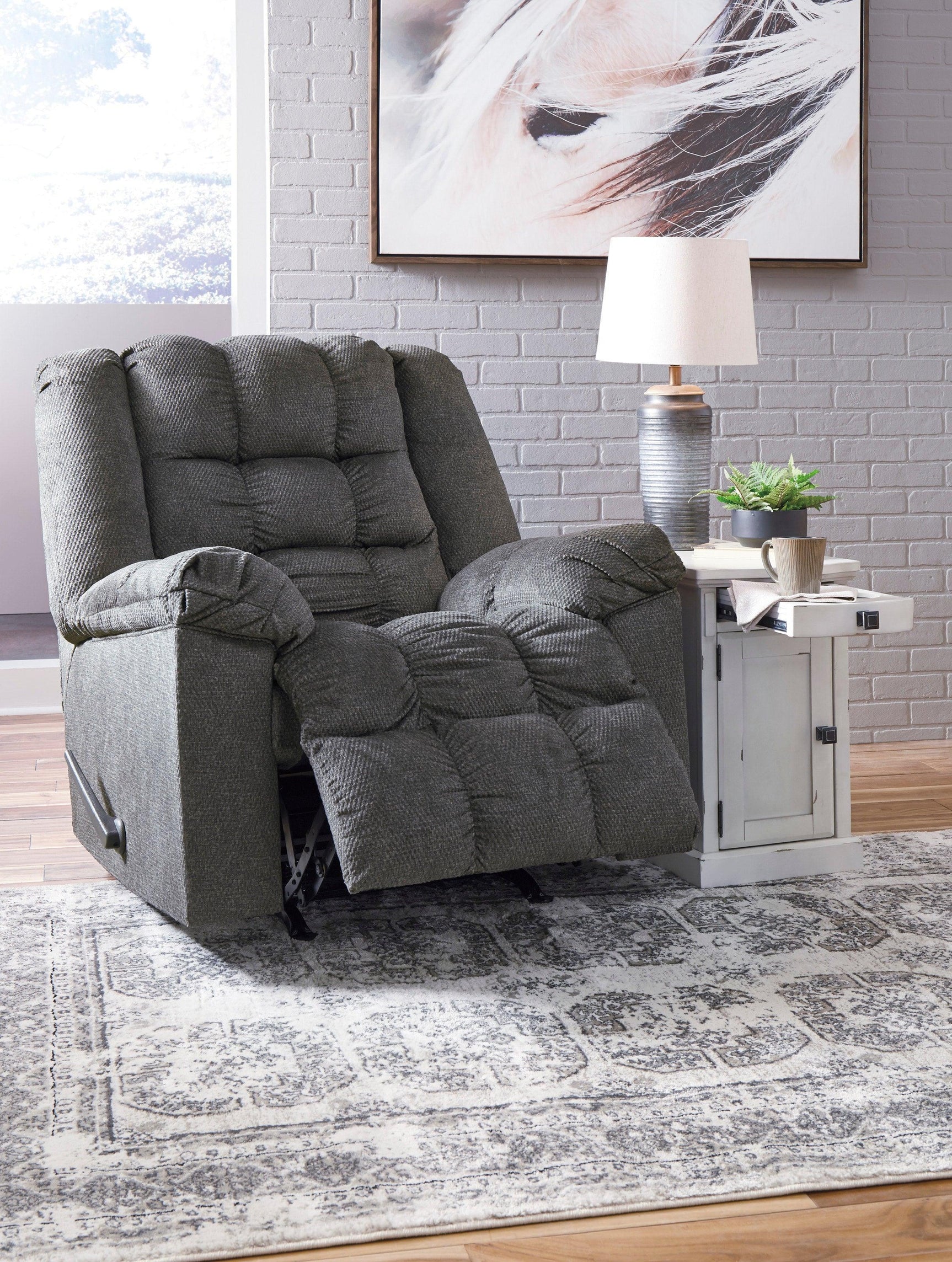 Drakestone Gray Metal Polyester Armchair Rocker/massage Recliner - Ella Furniture