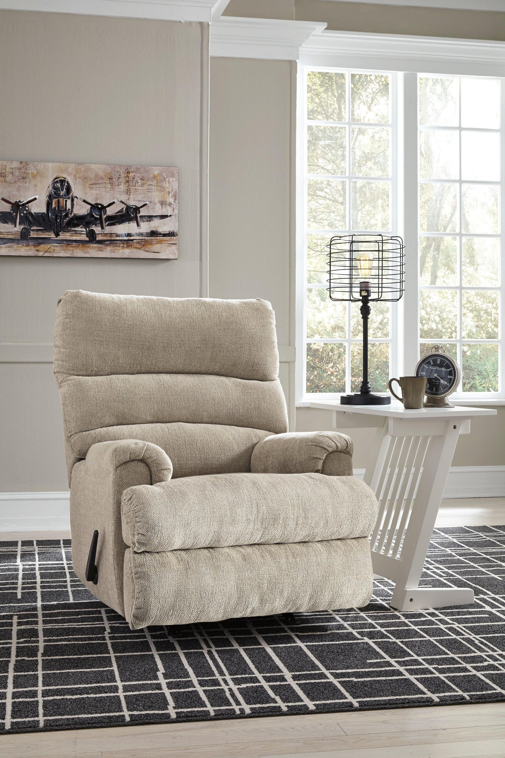Rocker Brown Metal Polyester Contemporary Modern Recliner - Ella Furniture