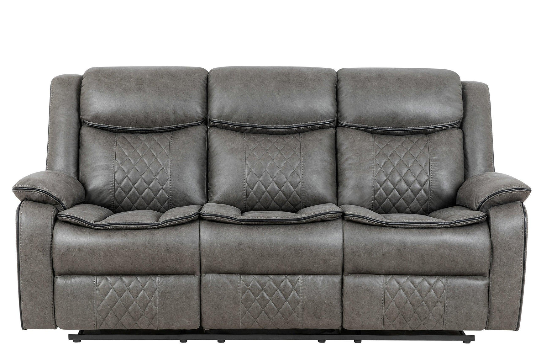 Weston Grey Sleek Modern Faux Leather 3Pc Reclining Living Room Set - Ella Furniture