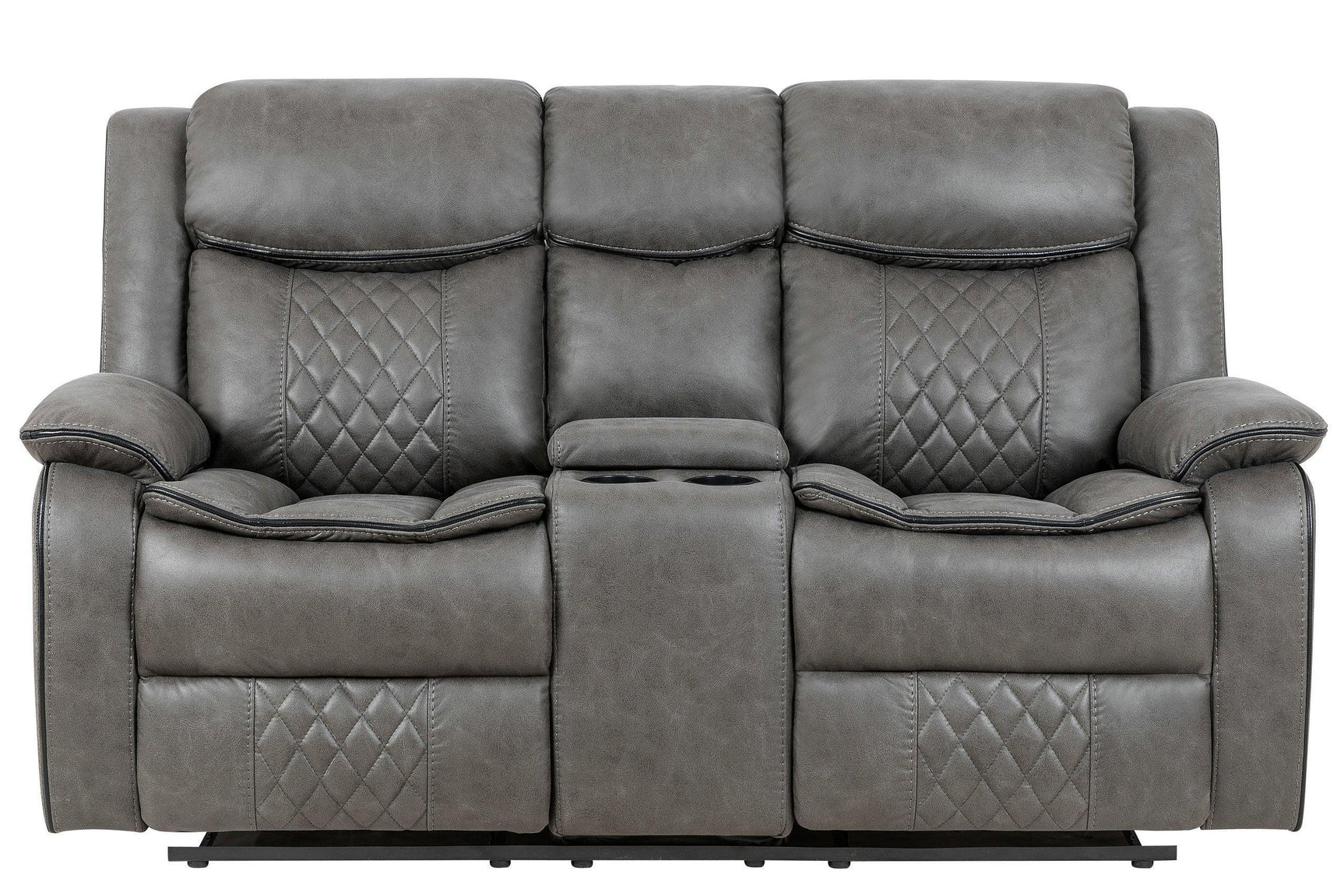 Weston Grey Sleek Modern Faux Leather 3Pc Reclining Living Room Set - Ella Furniture