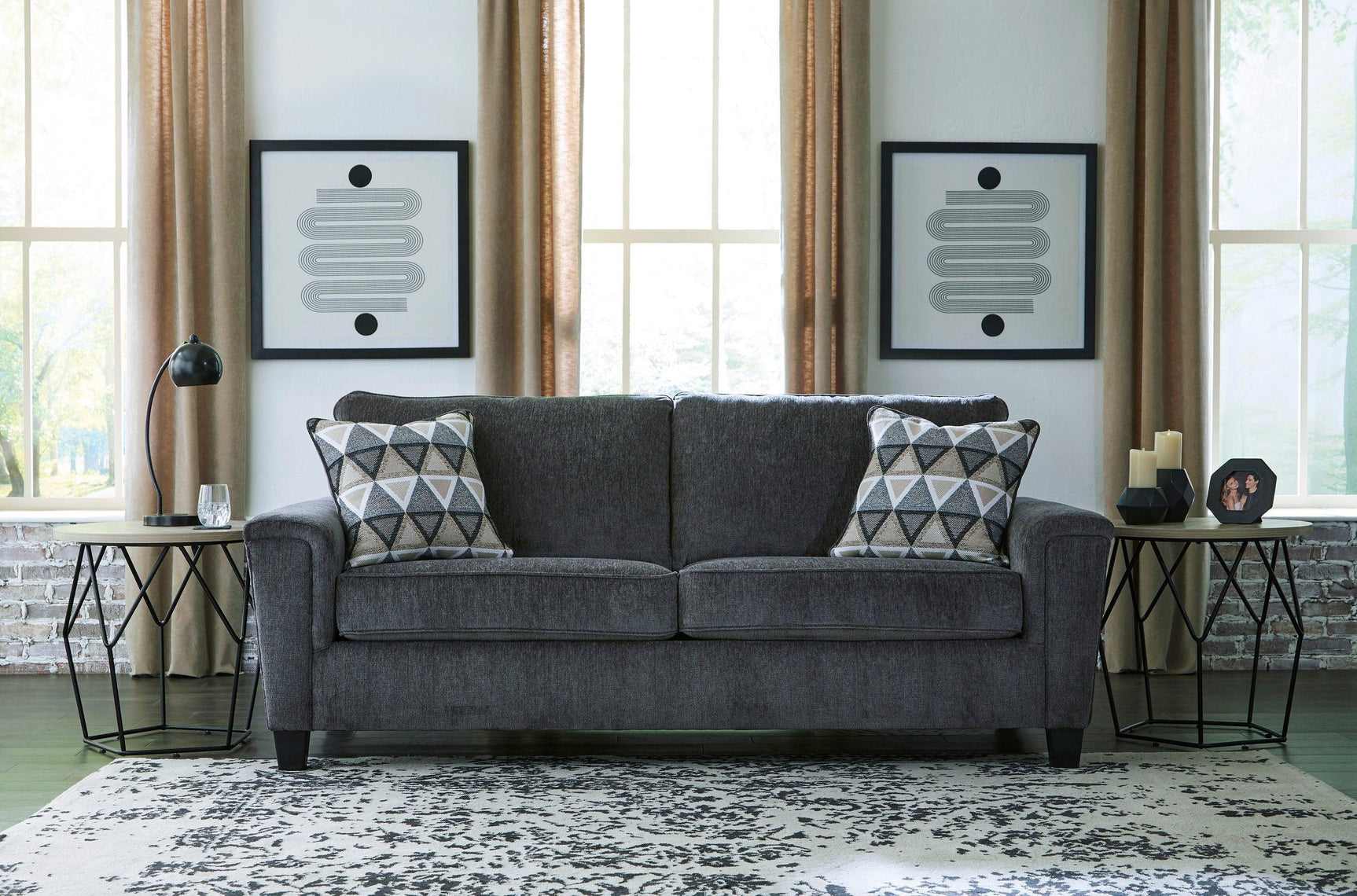 Abinger Smoke Gray Modern Contemporary Conventional Fabric Upholstered Queen Sleeper Sofa - Ella Furniture