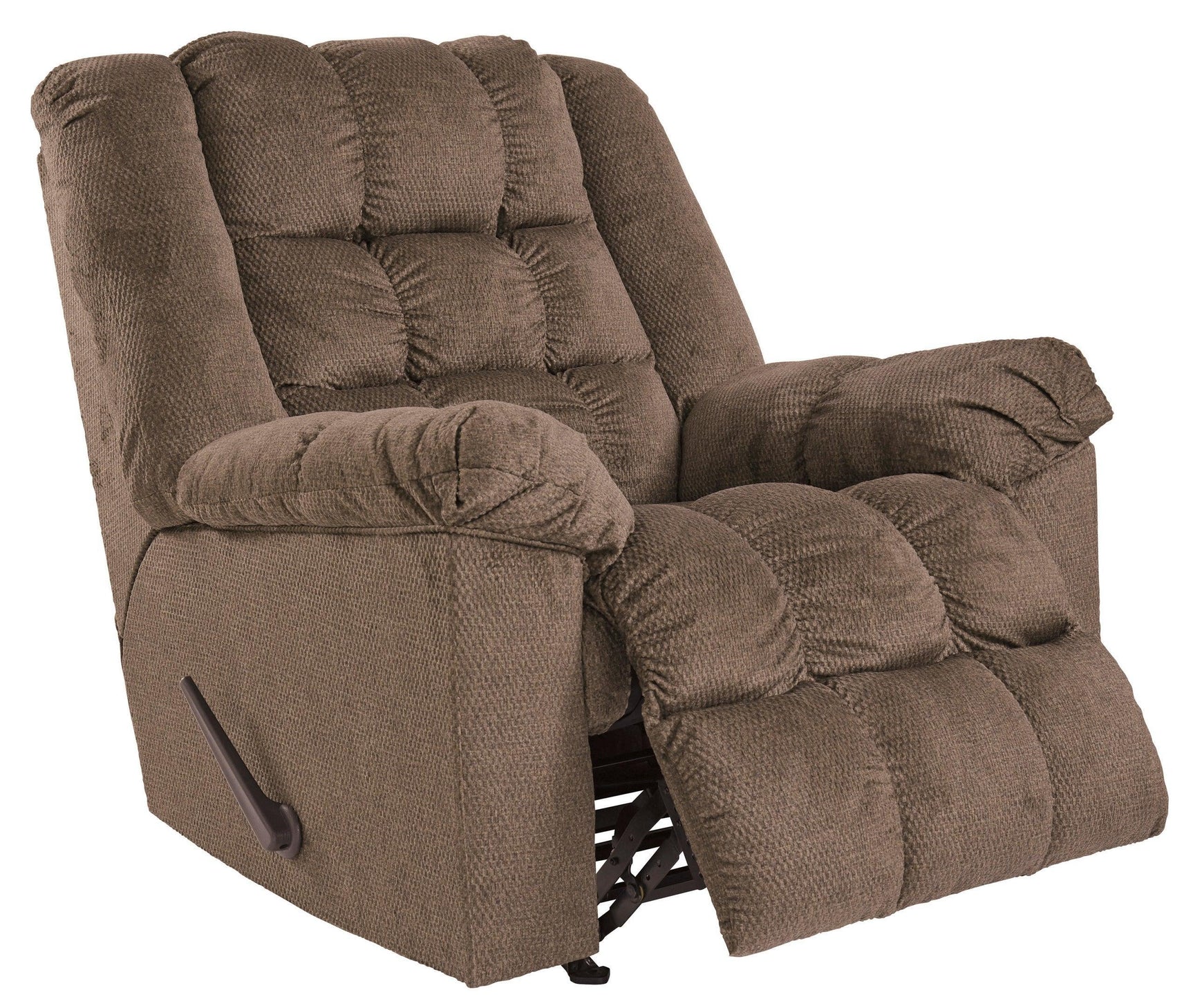 Drakestone Brown Metal Polyester Armchair Rocker Recliner (Heat/massage) - Ella Furniture