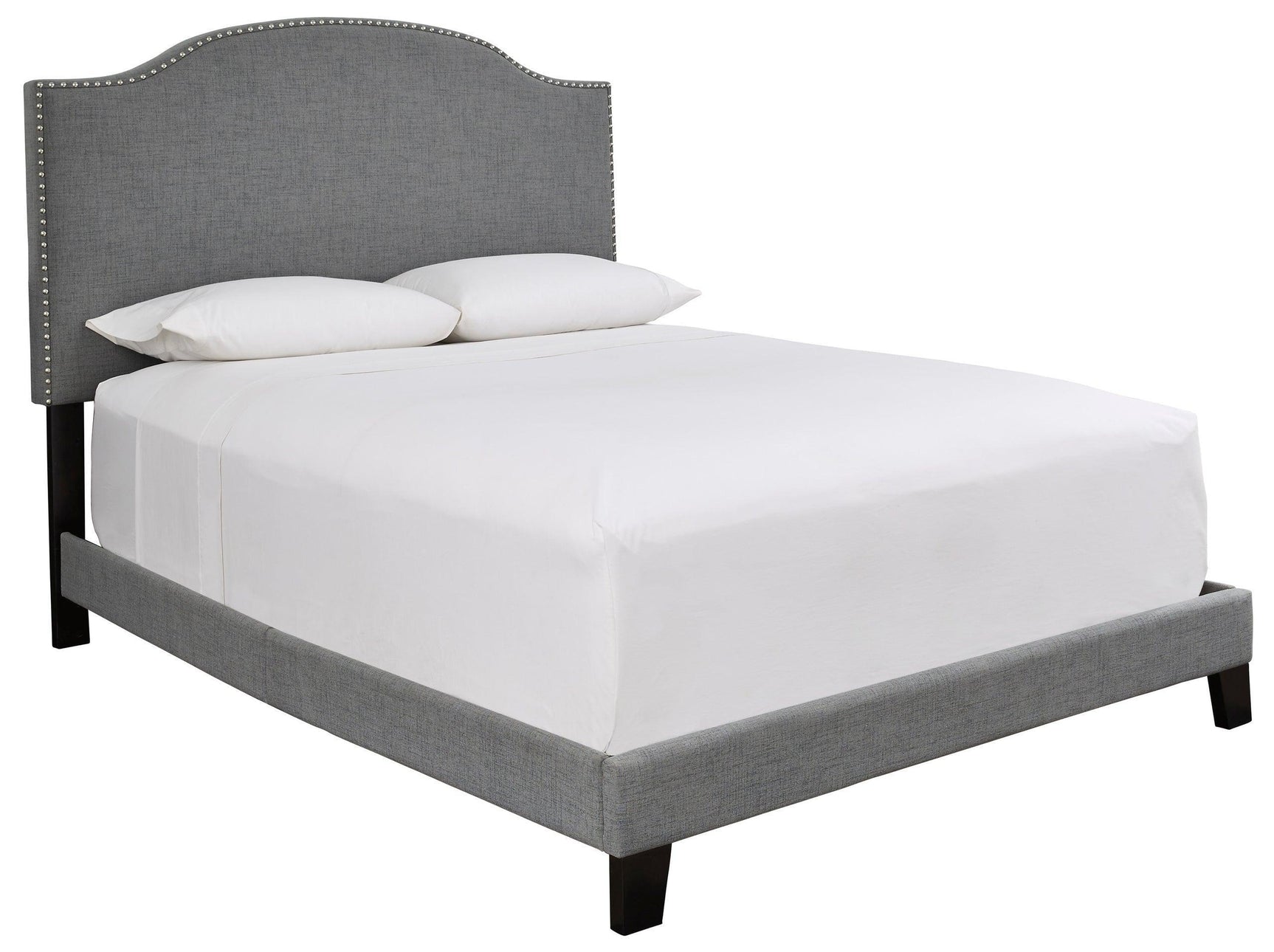 Adelloni Gray Modern Traditional Solid Wood Fabric Upholstered Platform Queen Bed - Ella Furniture