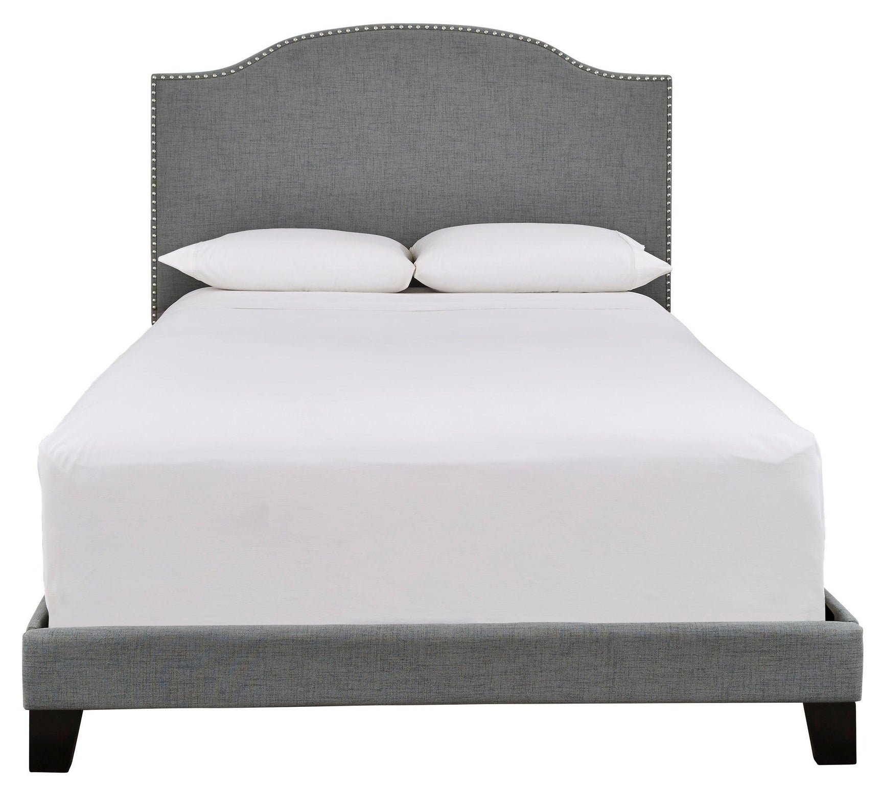 Adelloni Gray Modern Traditional Solid Wood Fabric Upholstered Platform Queen Bed - Ella Furniture
