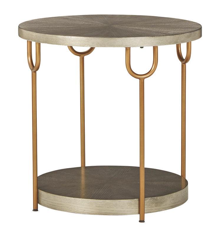 Ranoka Beige/Gold Modern Contemporary Ash Metal Wood Round Tables Set - Ella Furniture