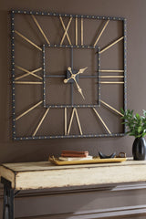 Thames 40-inch black and gold metal wall clock front view