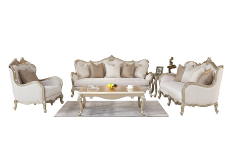 Anastasia Cream Fabric 3-Piece Living Room Set