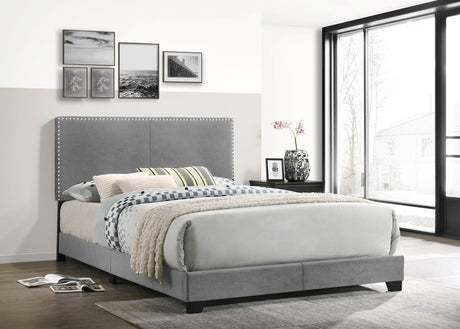 Gray Velvet Modern Traditional Solid Wood Upholstered Platform Full Bed - Ella Furniture