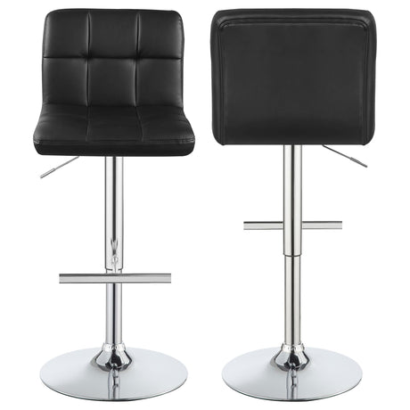 Adjustable Height Bar Stools Chrome and Black (Set of 2)