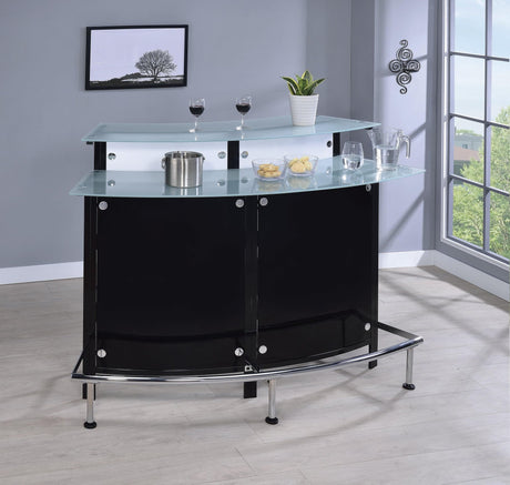Keystone Glass Top Bar Unit Black - Ella Furniture