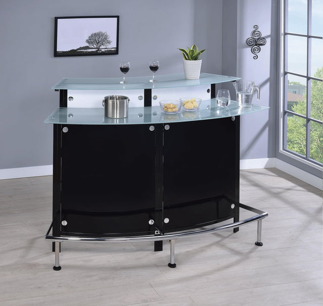 Keystone Glass Top Bar Unit Black - Ella Furniture