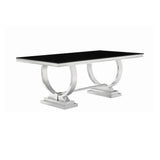 Antoine Rectangular Dining Table Chrome And Black - Ella Furniture