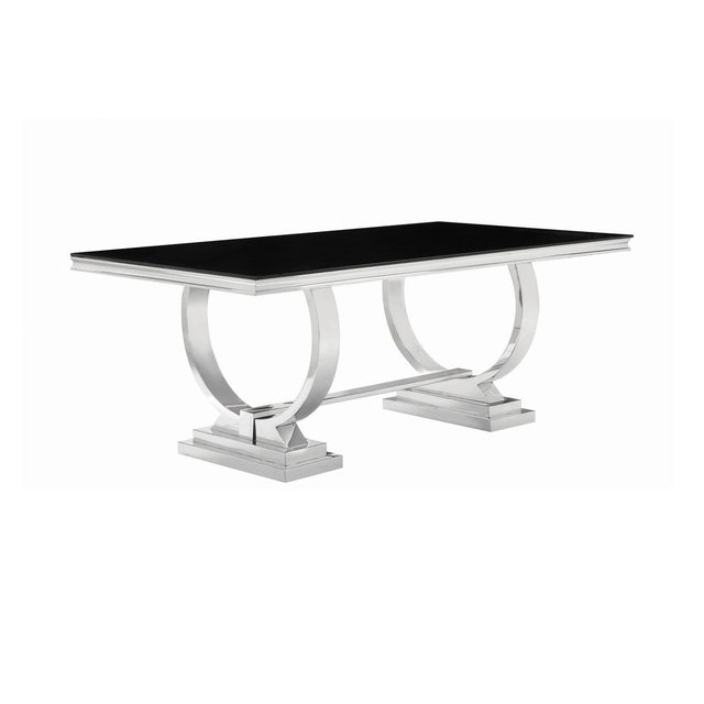 Antoine Rectangular Dining Table Chrome And Black - Ella Furniture