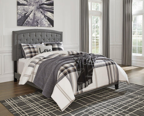 Adelloni Gray Modern Sleek Traditional Solid Wood Fabric Upholstered Tufted Platform King Bed - Ella Furniture