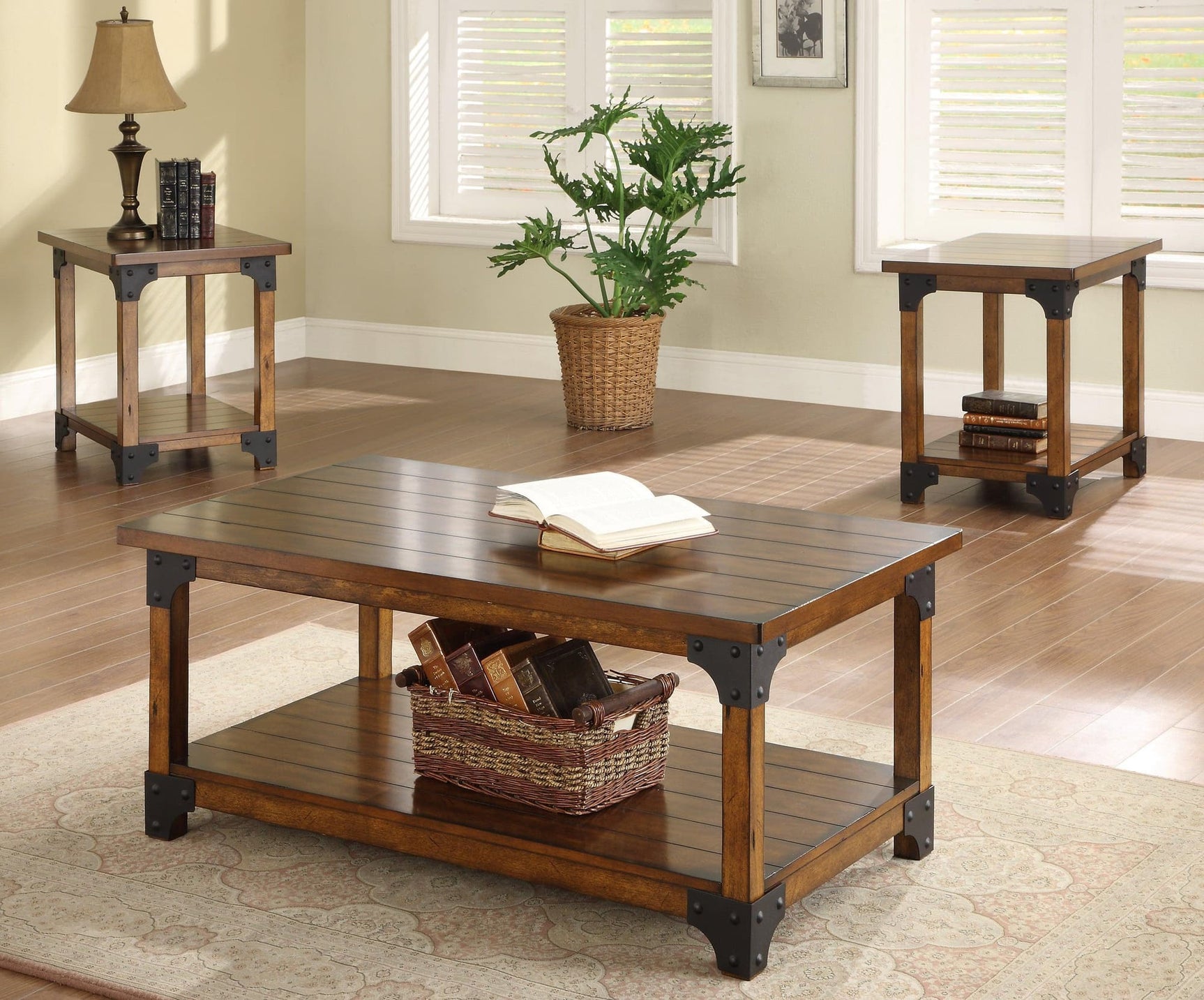 William Brown 3-Piece Coffee Table Set, Wood - Ella Furniture